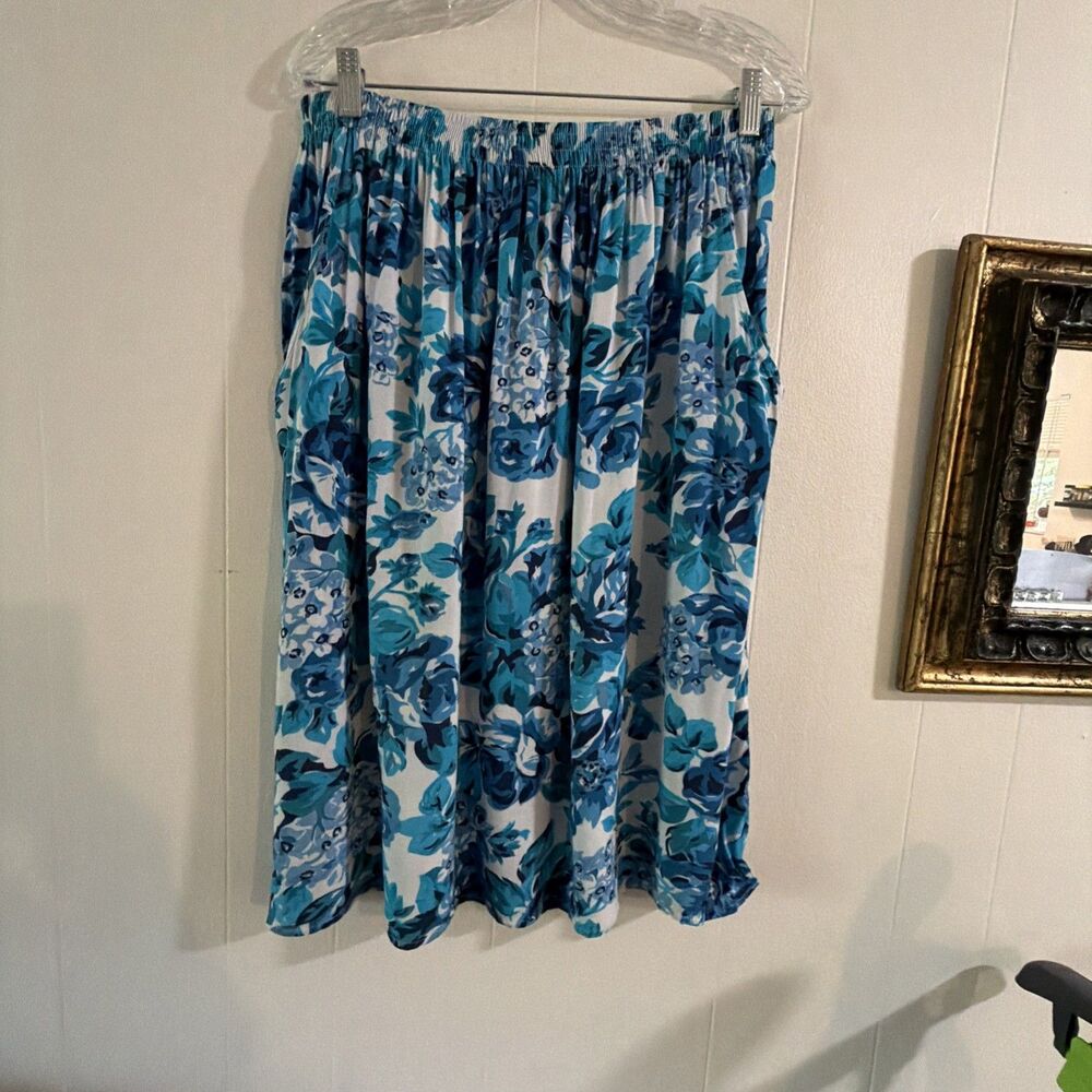 Diana Marco Skirt women's size large floral print with pockets knee length a-lin